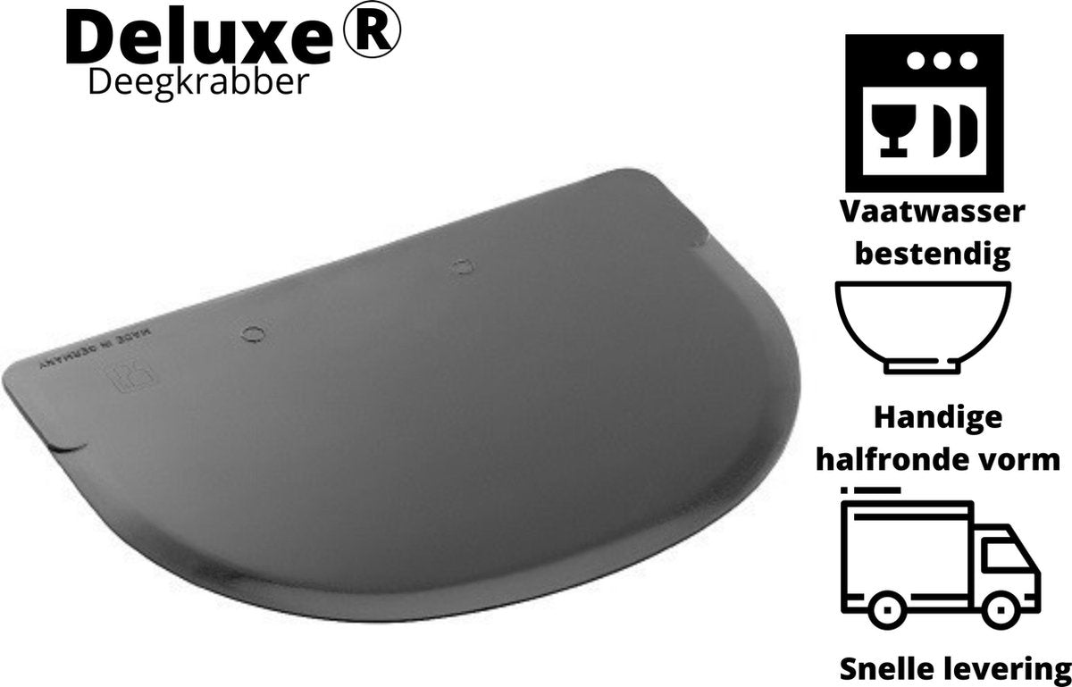 2x Stuks - Deluxe® Deegschraper - Deegsteker - Deegschrapers - Beslagkom - Mengkom - Deegkrabber - Keukenschraper - Rijsmandje - Deegsnijder - Anti-plak - Zwart
