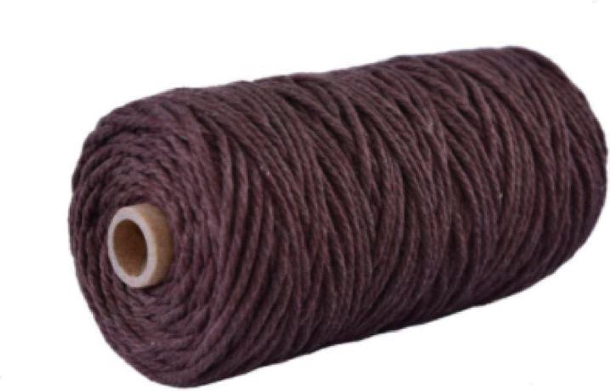 Macrame koord - touw - Macramé draad - 100 meter - 3 mm dik - makrame - bruin