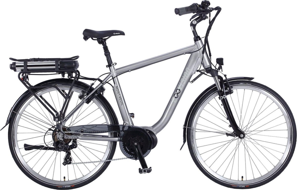 E-VISION MONTREUIL GENTS E-BIKE 28 INCH H52 > 7 SPEED DARK SILVER