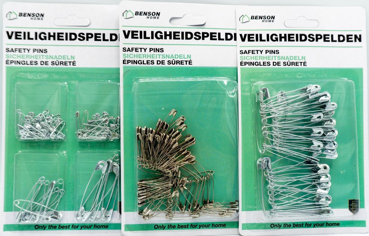 Veiligheidspelden - assortiment veiligheidspelden - klein en grote veiligheidspelden - 3 stuks -