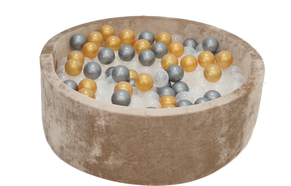 Velvet Ballenbak Goud 90x40 met 250 ballen Transparant