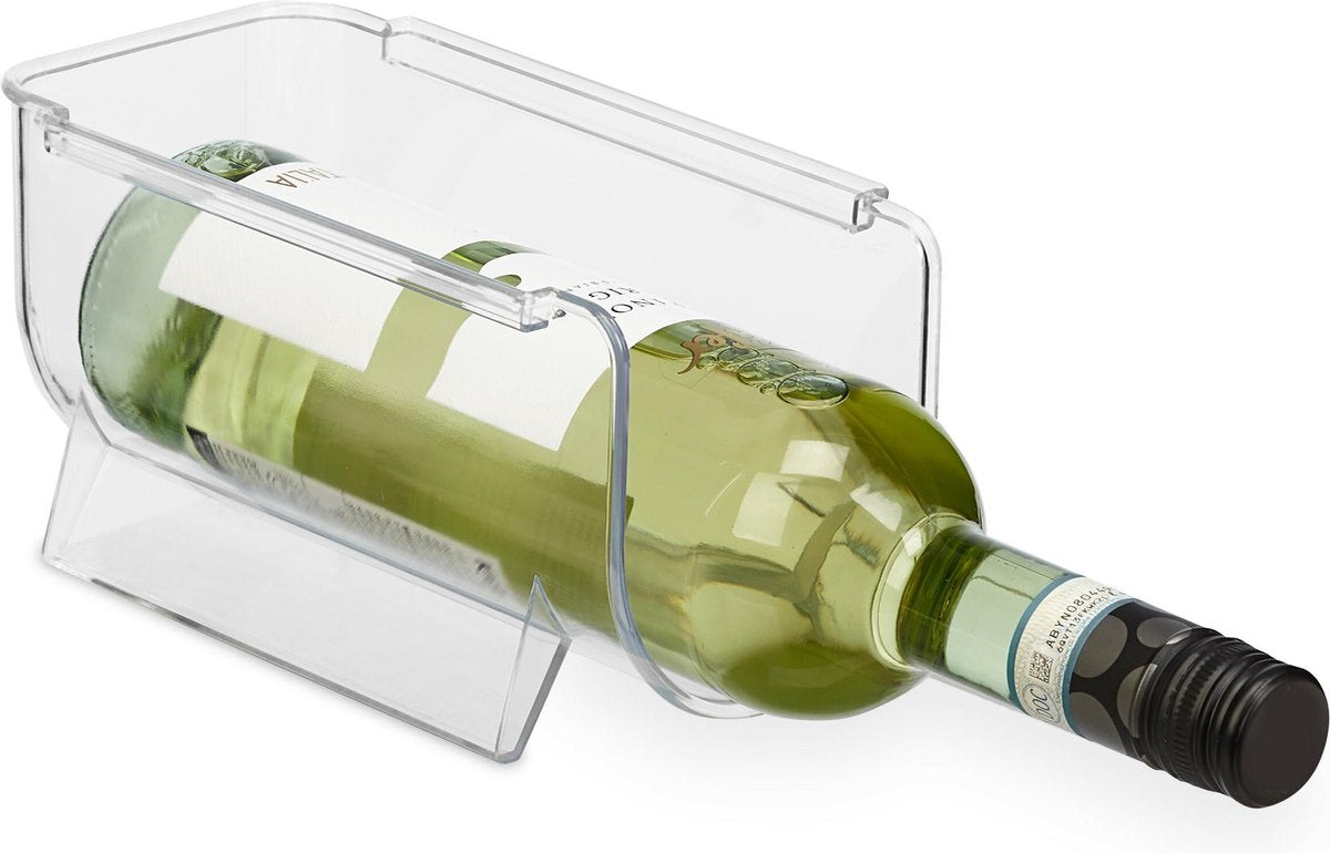 relaxdays Koelkast organizer fles - fleshouder - stapelbaar - van kunststof - doorzichtig