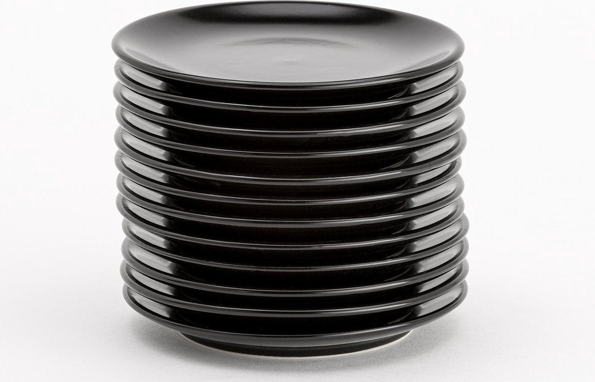 Lite-Body Hermes gebaksbordjes - Set van 12 stuks - 16 cm - Zwart mat