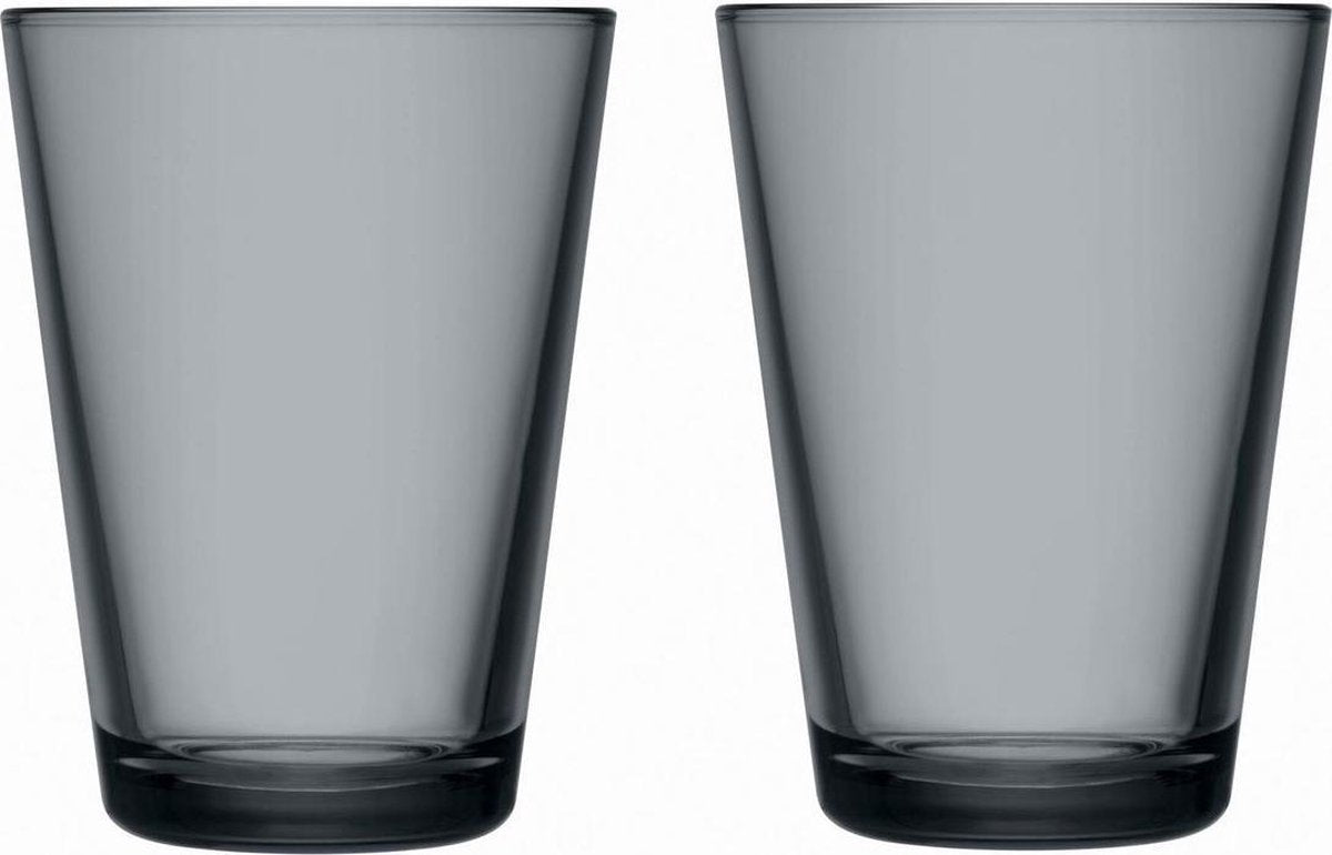 Iittala Glazen Kartio Donkergrijs 400 ml - 2 Stuks