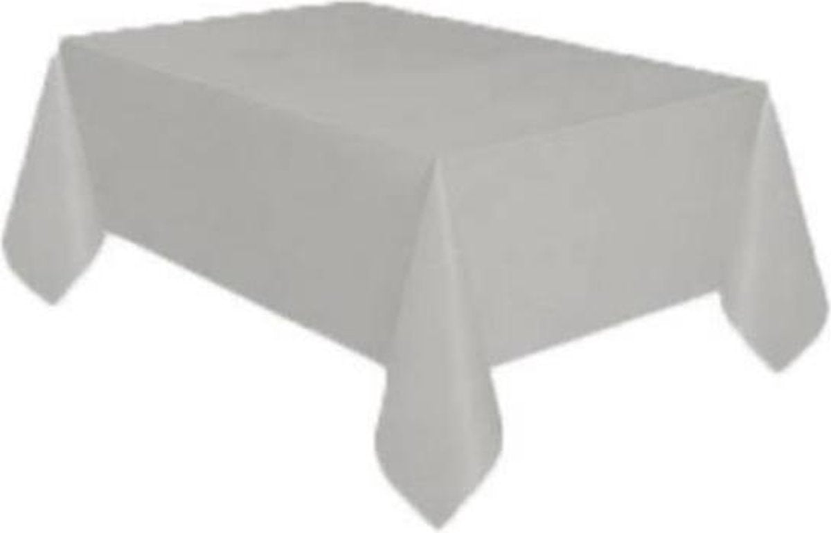 Tafelkleed dun Plastic zilver XL 137x274cm / Let op dit is dun plastic geen tafelzeil
