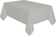 Tafelkleed dun Plastic zilver XL 137x274cm / Let op dit is dun plastic geen tafelzeil