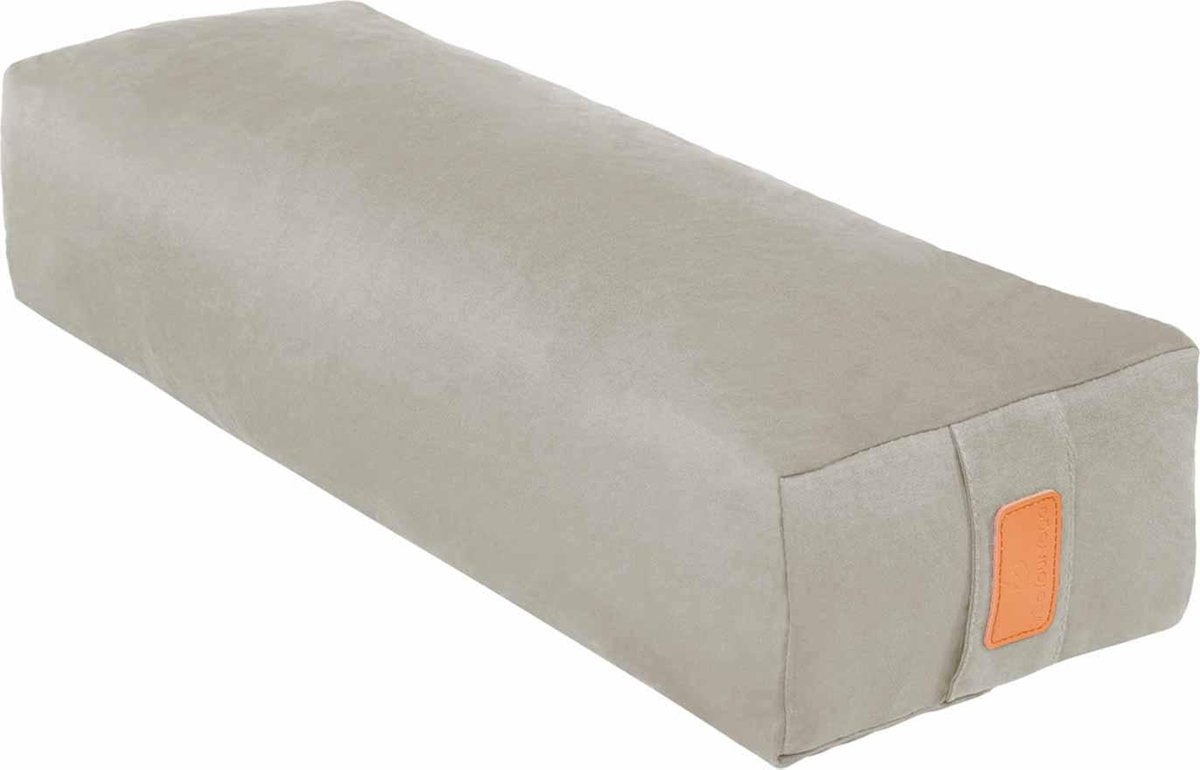 #DoYourYoga - Hoekig Yoga bolster - »Paravati« - Meditatiekussen met bio-organische boekweit schalen vulling - L67 cm & diam.13 cm - cement grijs