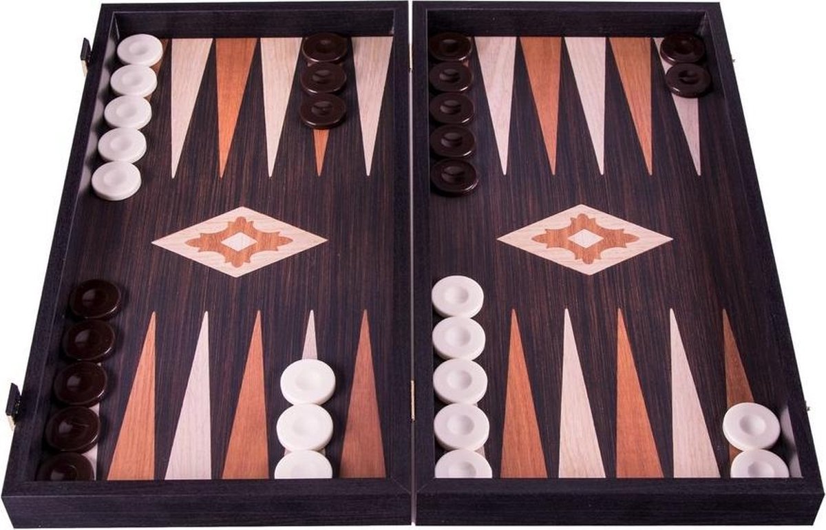 Wenge houtenprint Backgammon set - Luxe - 20x12cm  Top Kwaliteit