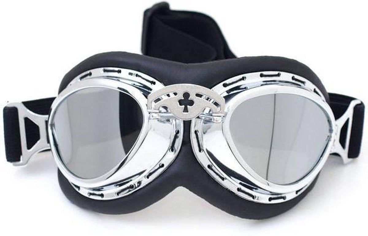 Chrome steampunk rider motorbril zilver reflectie glas