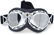Chrome steampunk rider motorbril zilver reflectie glas