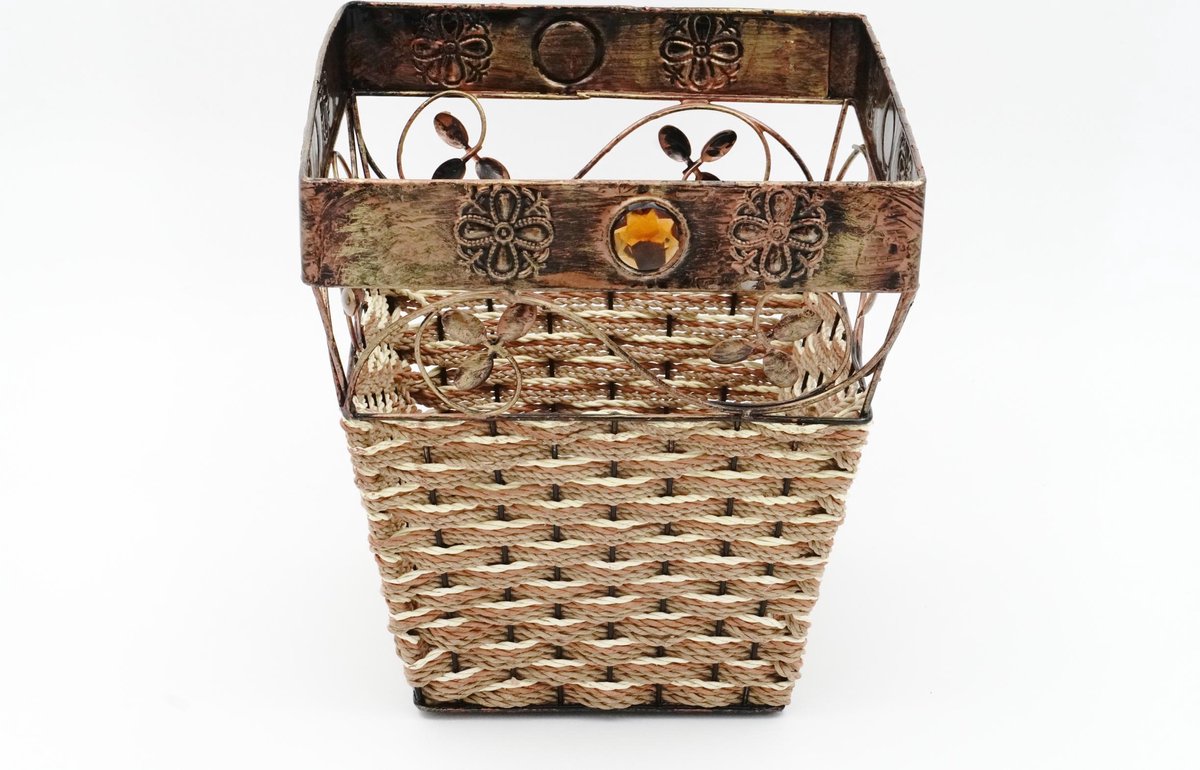 Metaal Mand - Brons - 23.5x23.5x24.5cm