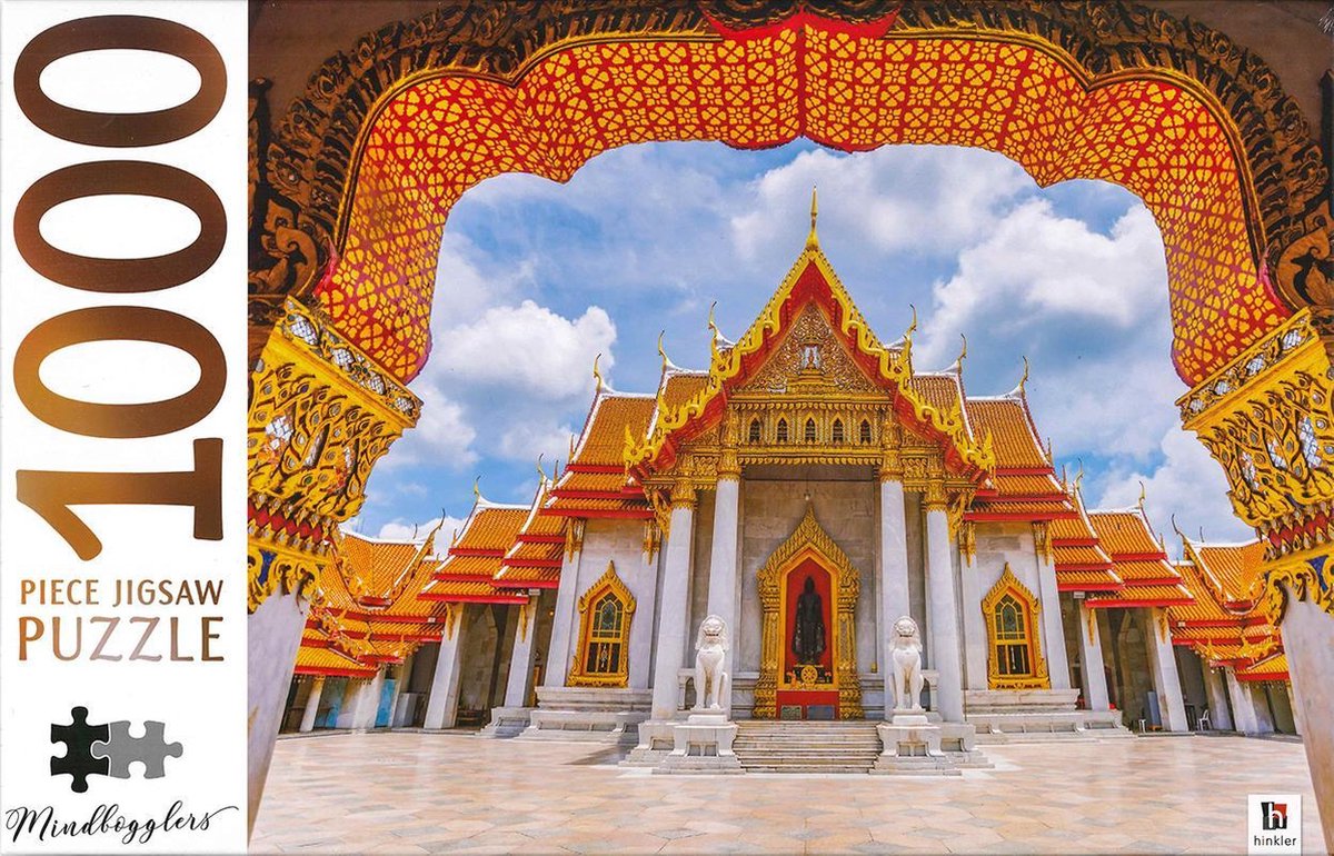 Puzzel - 1000 stukjes - Marble Temple - Thailand - Hinkler