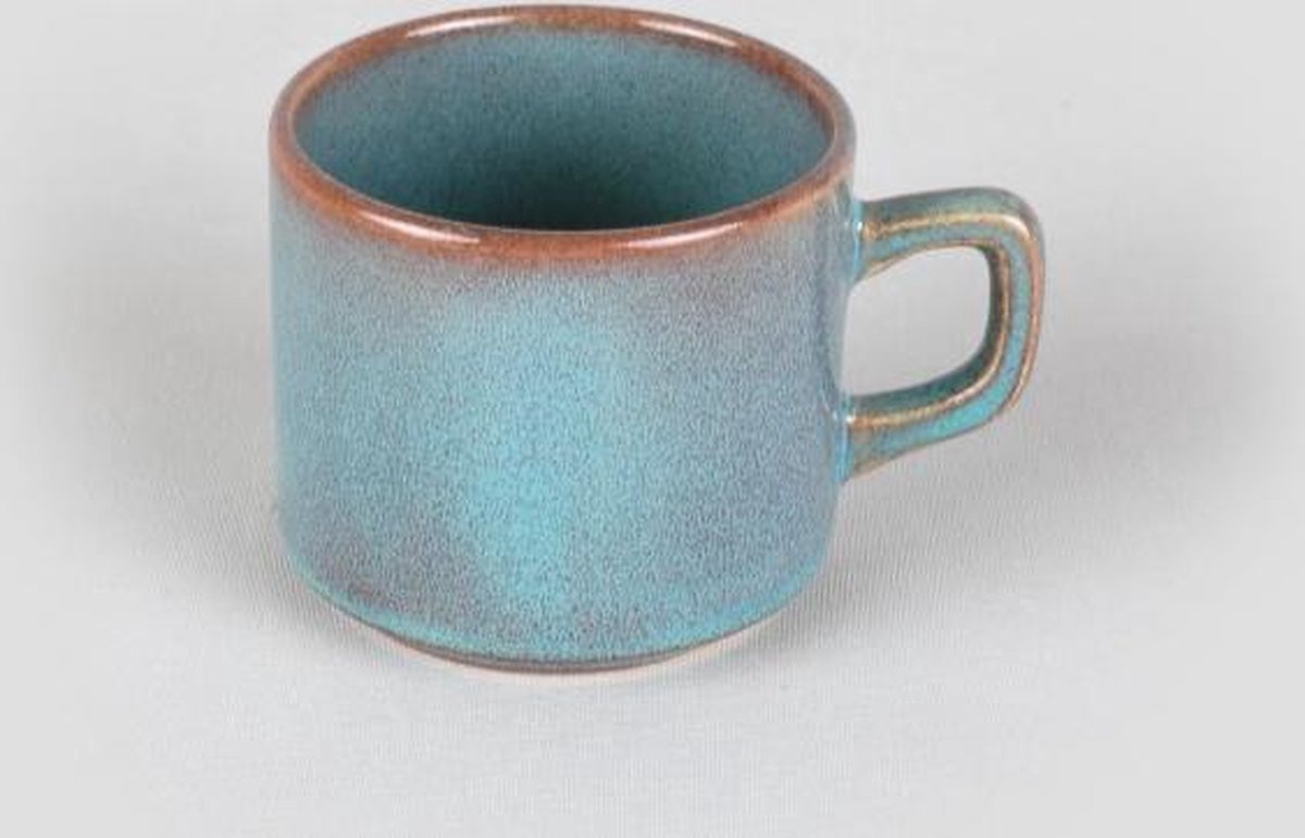 Inspire Laguna Set 6 Kop + Schotel 18.5CL 14CM Blauw Stoneware 621920+621921