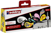 Edding 1200 viltstiften set - 14 kleuren - Incl 2 mandala wenskaarten