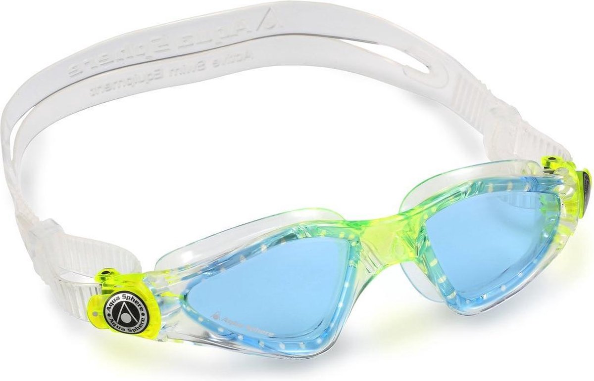 Aqua Sphere Kayenne Junior - Zwembril - Kinderen - Blue Lens - Transparant/Lime