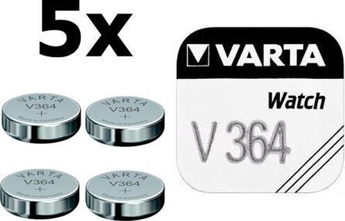 5 Stuks - Varta V364 20mAh 1.55V knoopcel batterij