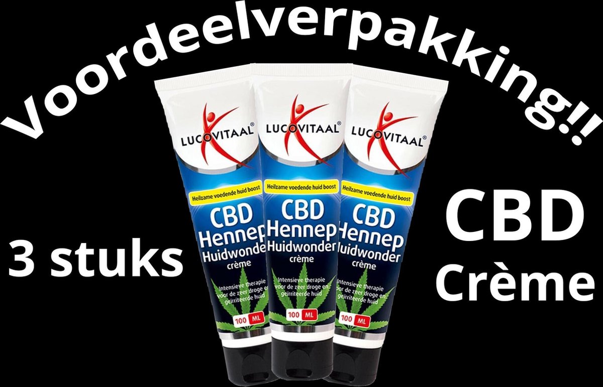3x Lucovitaal - Hennep CBD Huidwonder Crème 3 stuks - Bodycrème
