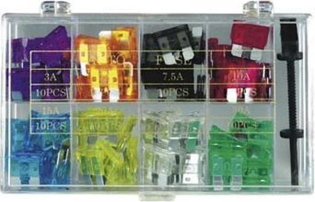 Fixpoint 1025-2 20342 Standaard Platte Zekering 5 A 7.5 A 10 A 15 A 20 A 25 A 30 A Blauw Rood Wit Geel Groen Lichtbruin Bruin 100 Stuks
