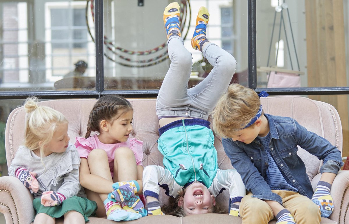 WALKYTALKIES - Kindersokken - Sokpop - Draak - Maat 31-34 - 7-8 jaar