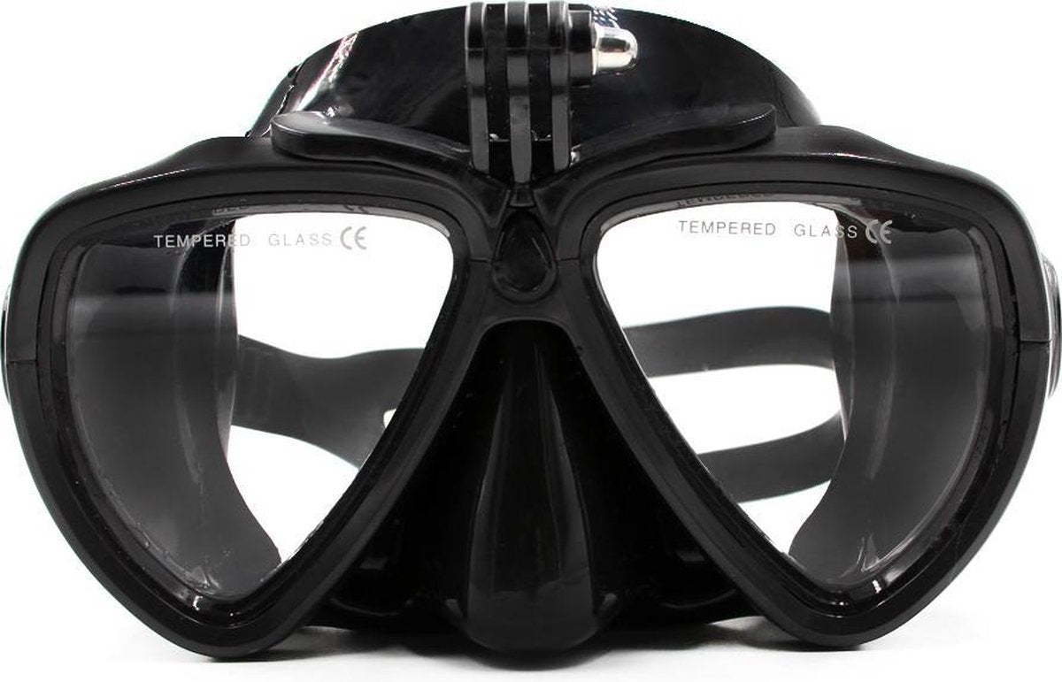 PRO SERIES Duikbrilmasker met Afneembare Statiefbevestiging voor GoPro / DJI OSMO / Insta360 en Sports / Action Cameras - Zwart