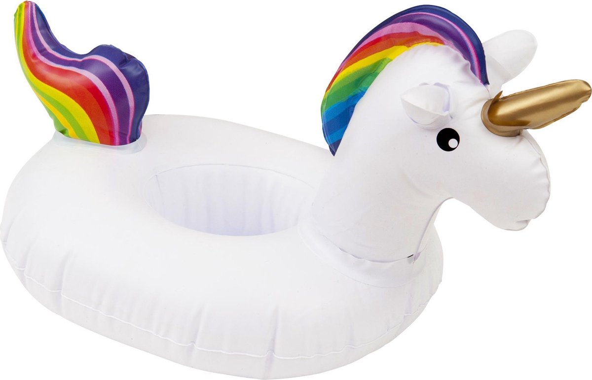 Enjoy Summer Opblaasbare Unicorn Cupholder 24 Cm Wit