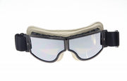 Zwart wit leren cruiser motorbril zilver reflectie glas