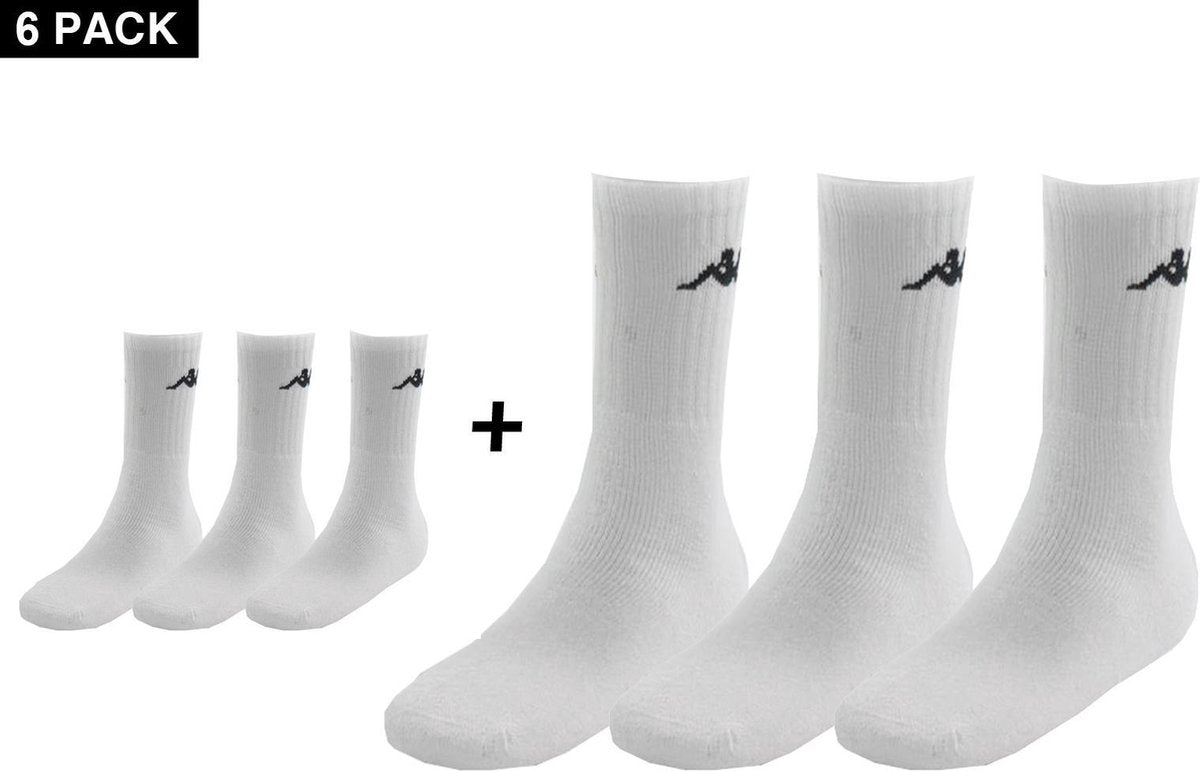 Kappa Multipack - 6 paar sportsokken hoog - Witte Sokken - maat  39 - 42