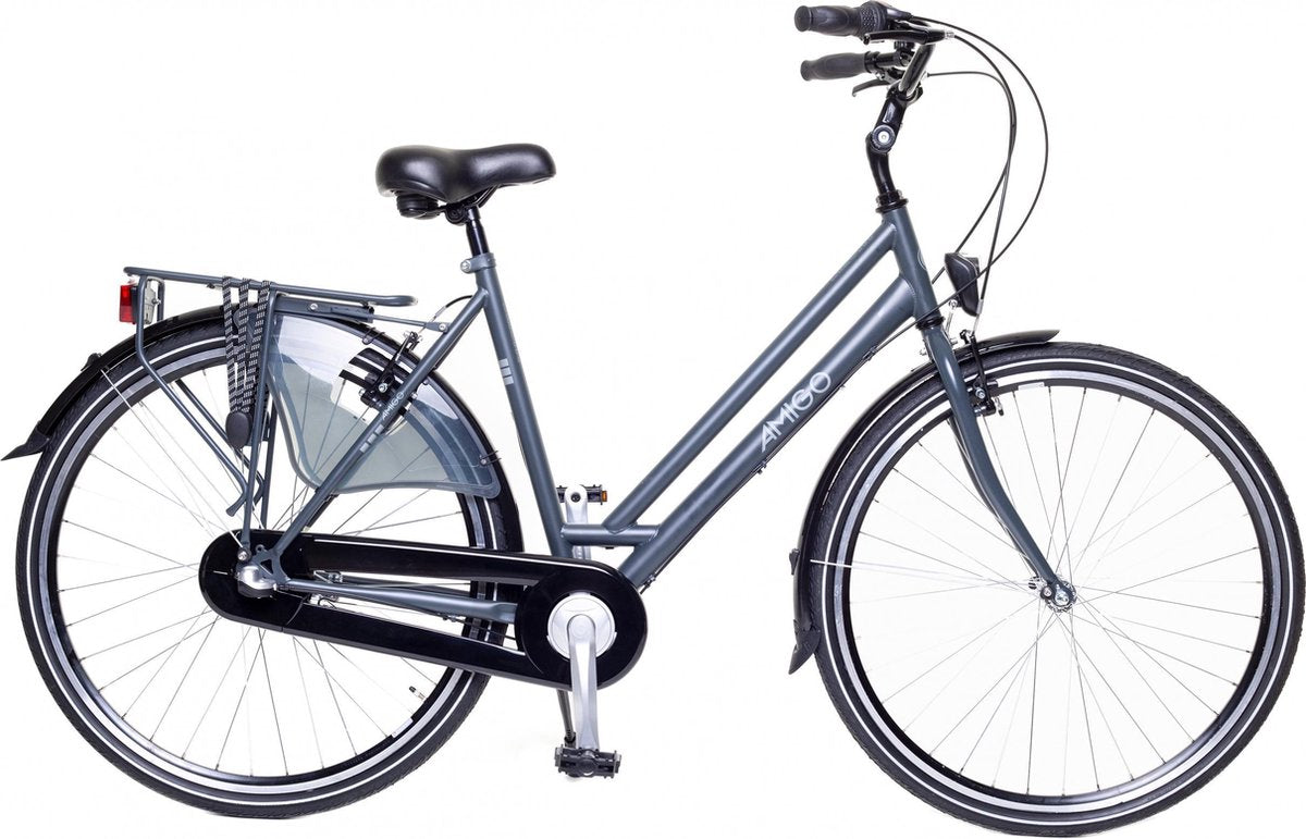 Amigo Bright - Stadsfiets 28 inch - Damesfiets met 3 versnellingen - Matgrijs