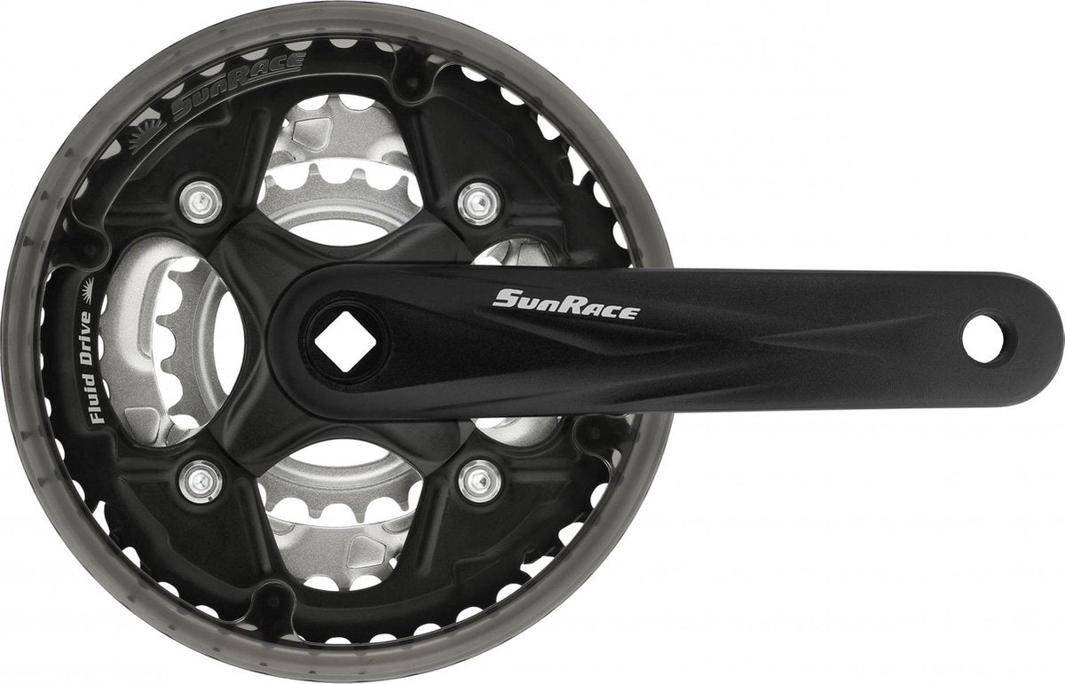 Crankstel Sunrace FCM500 42-34-24T / 170mm - vierkante as (zwart)