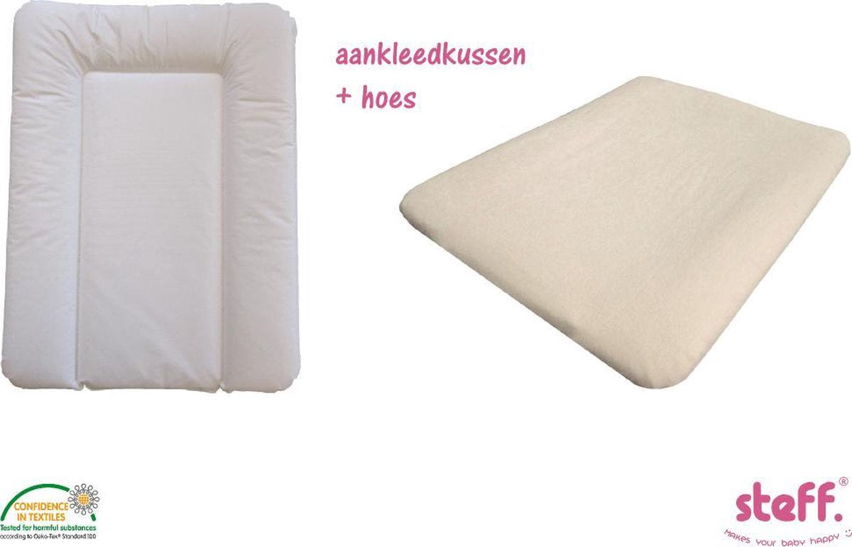 Steff set aankleedkussen wit 50x70 cm + aankleedkussenhoes ecru