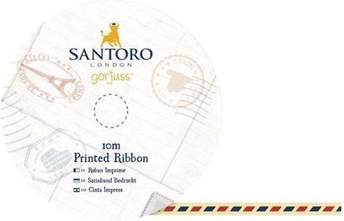 10m Bedruk Satijnen Lint - Santoro - Luchtpost