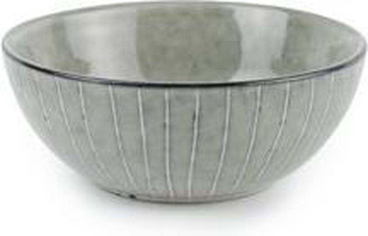 Salt&Pepper Artisan Kom - 11 cm - groen met lijnen - 1 stuk