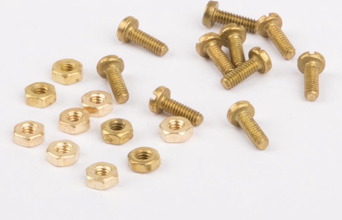 Wilesco - Schrauben + Muttern M2 10 Paar Messing - WIL01543 - modelbouwsets