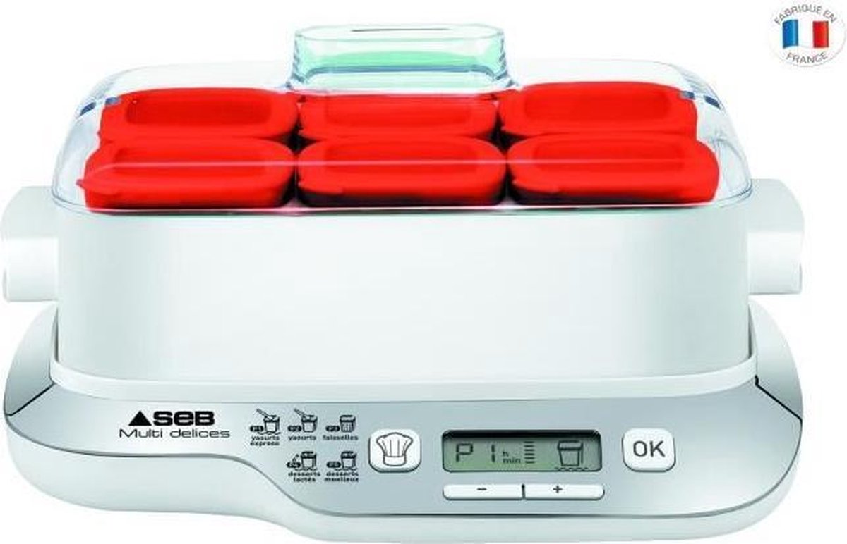 SEB YG660100 EXPRESS COMPACT Meerdraads yoghurt 6 potten - Wit / Rood
