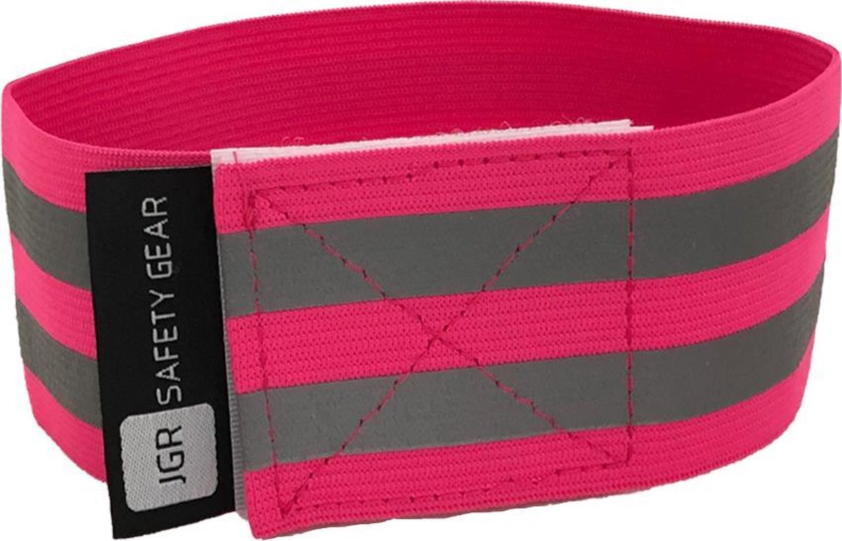 JGR Safety gear Veiligheids armbanden| Reflecterende armband | Sport armbanden | Wielrennen / Hardlopen veiligheidsband |armbanden armband hardloop wielren sport fiets hardloop zichtbaarheid - Roze