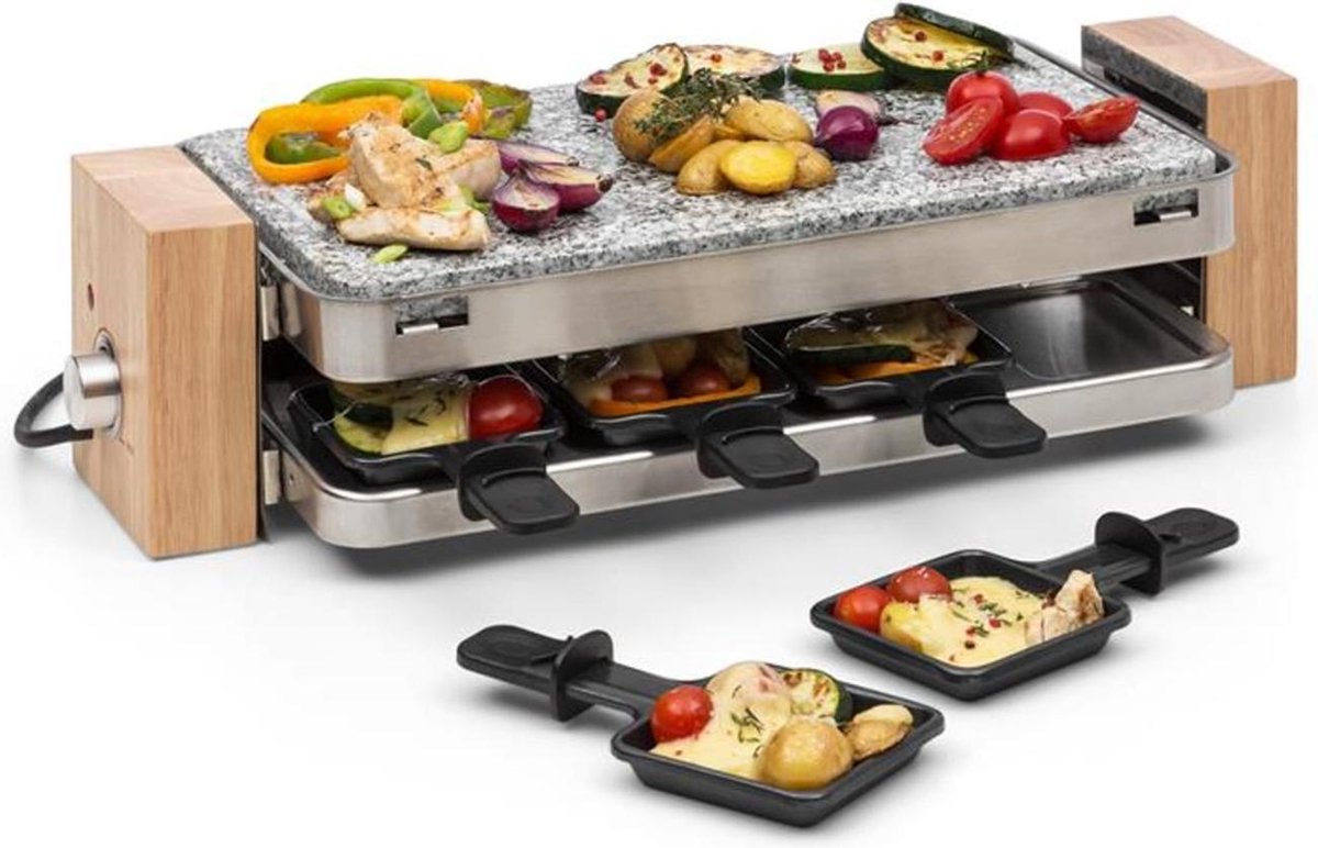 Prime-Rib raclettegrill 1500W natuurstenen plaat rvs behuizing