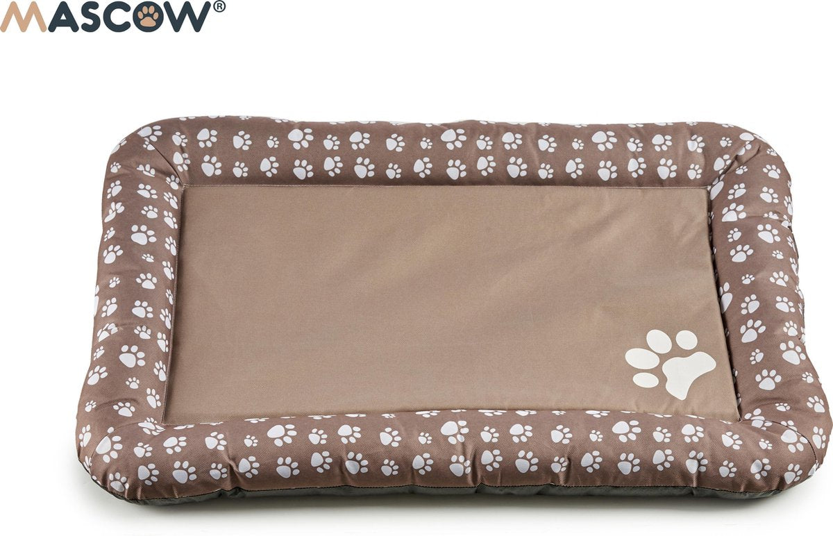 Hondenkussen - Met Pootjes Afdruk - Hondenmand - Honden Ligbed - Hondenbed - Slaapkussen - Hondenslaapkussen - Bruin Slaapkussen Hond - Afneembaar - 84 x 54 x 7 cm