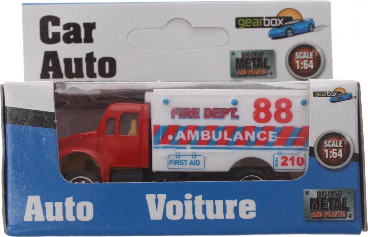 Gearbox Voertuig Ambulance Amerika Wit/rood Staal 8 Cm