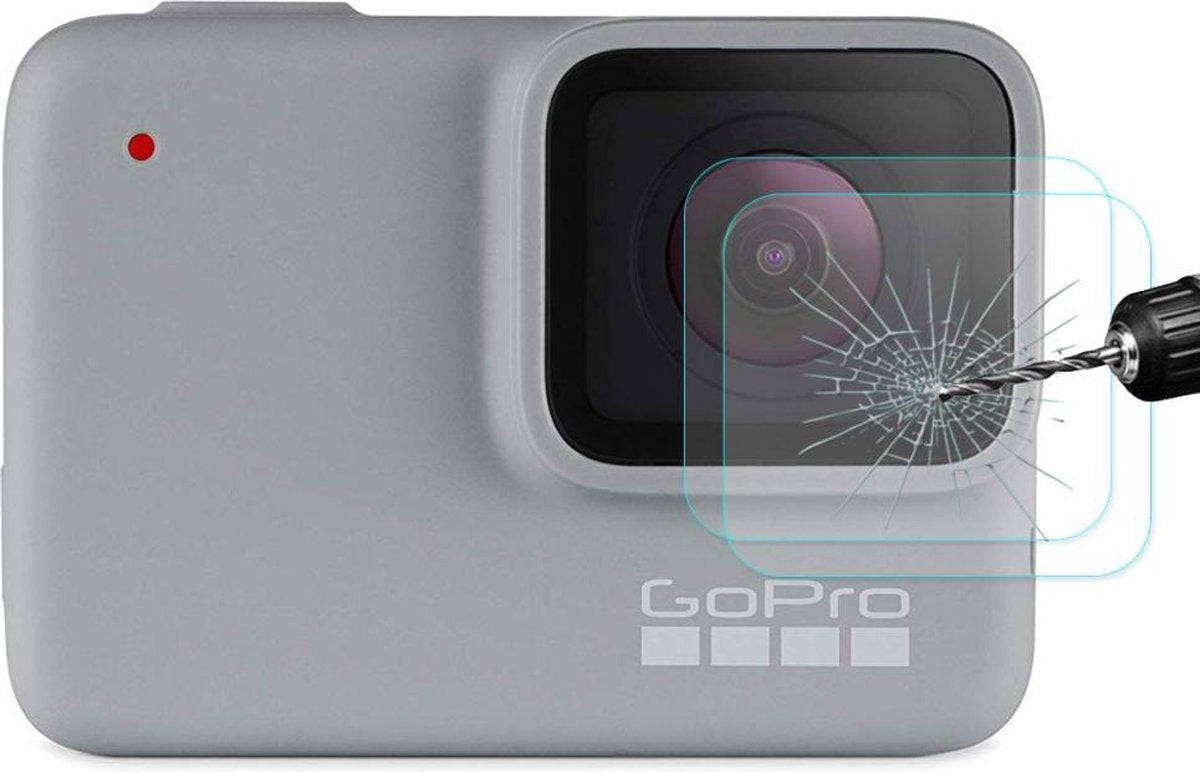 PRO SERIES 2x Lens Screenprotector Tempered Glass Geschikt voor GoPro Hero 7 ZILVER / WHITE - Transparant