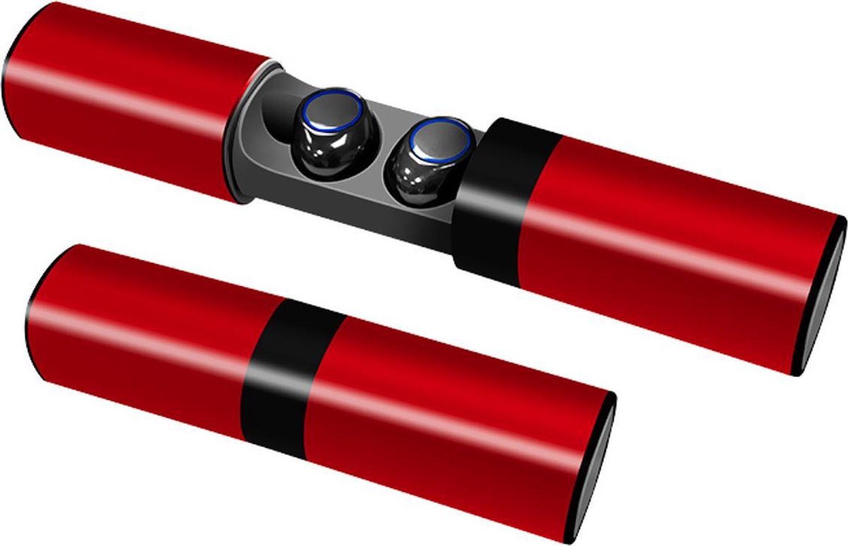 QY Bluetooth In-Ear TWS - Volledig Draadloze Oordopjes Met Oplaadcase - Rood