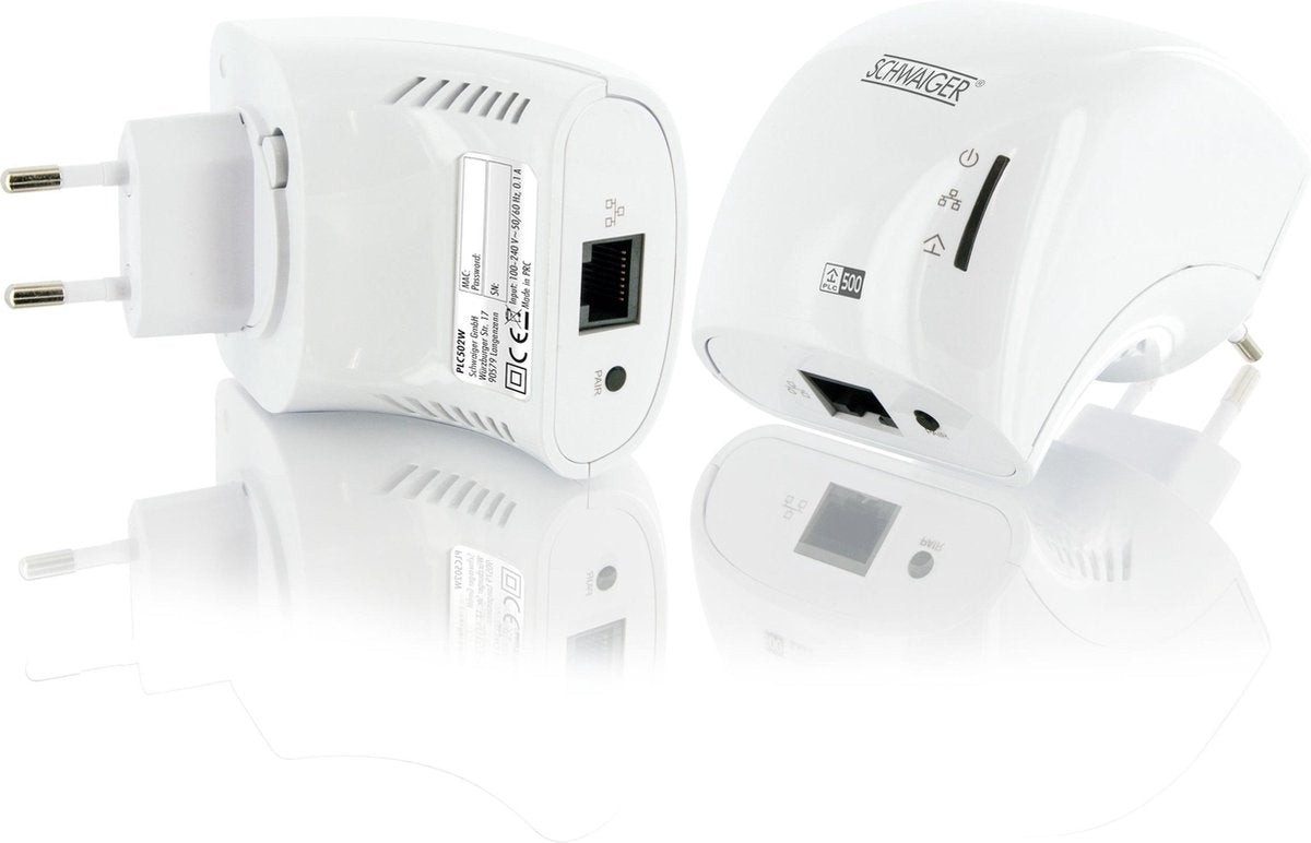 Schwaiger PLC502M Powerline zonder wifi - 2 Stuks