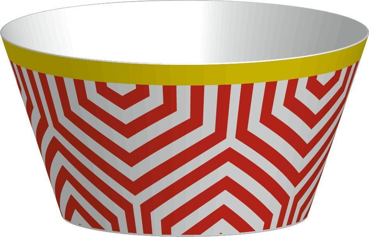 Zak Designs Riviera Kom - Set van 4 Stuks - Ø15 cm - Wit/Rood