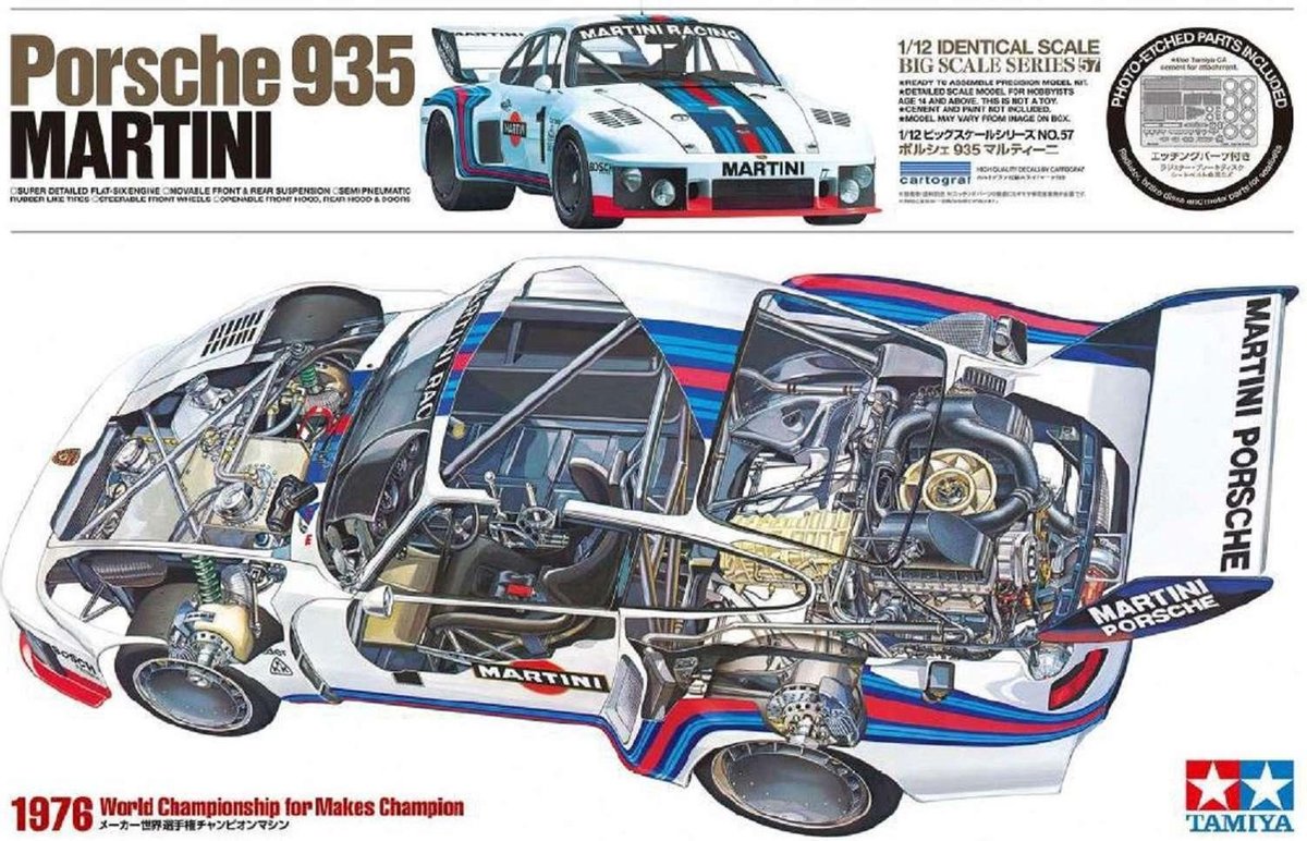 Tamiya 300012057 Porsche 935 Martini m. PE Auto (bouwpakket) 1:12