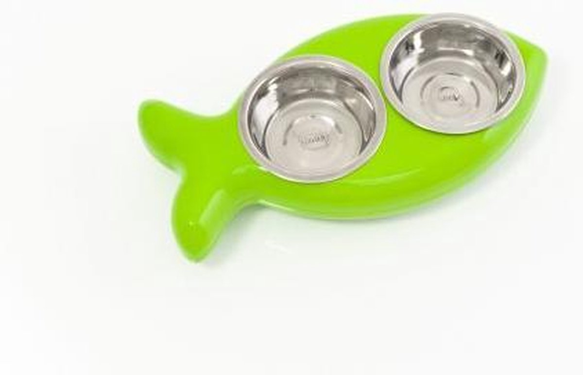 The Fish Bowl Kat Dubbele Voerbak - Groen