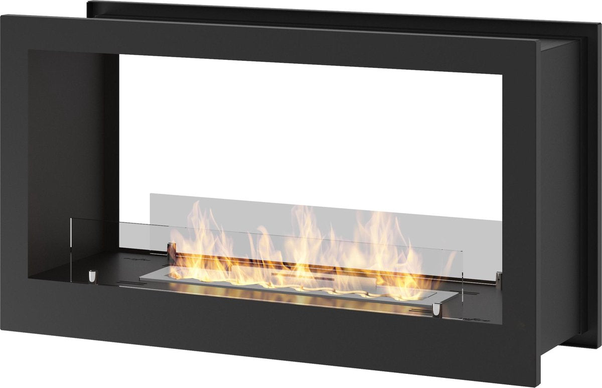 Bio ethanol haard - met glasplaat - 90x50 cm - sfeerhaard inbouwhaard - INFIRE 2 SIDE