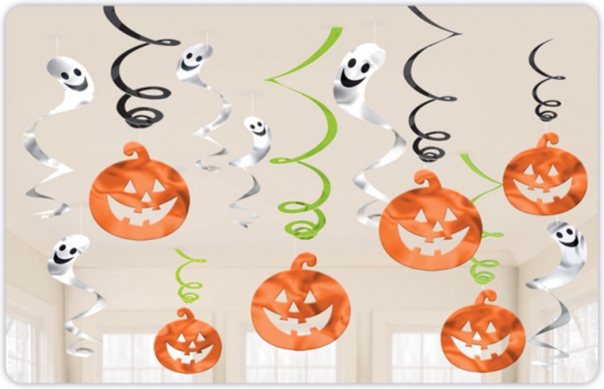 12 pompoenen en spoken hangdecoratie - Feestdecoratievoorwerp
