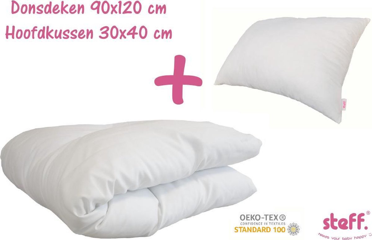 Steff set - dekbed donsdeken 90x120 cm + hoofdkussen 30x40 cm - bed 60x120cm - OEKO-TEX standard 100