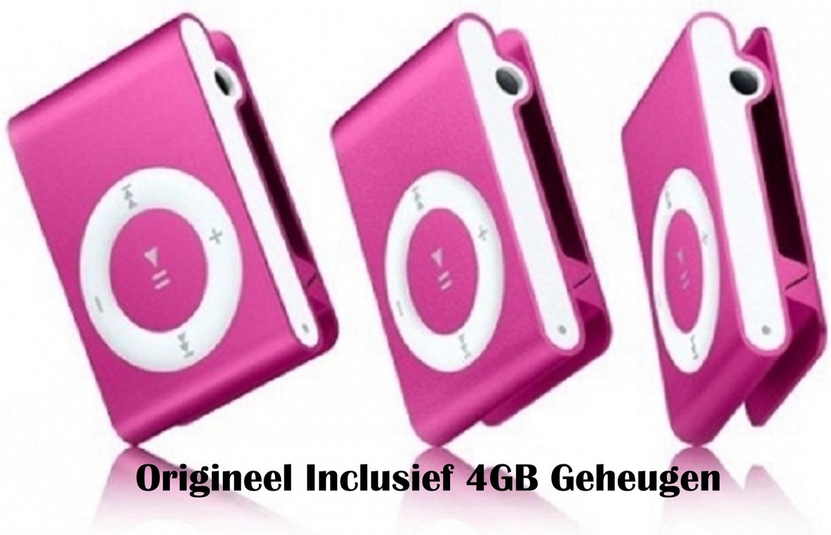 Mini MP3 speler met in-ear koptelefoon Inclusief 4GB Geheugen Roze