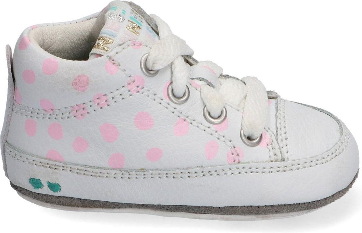 BunniesJR Zukke Zacht Meisjes Lage Schoenen - Maat 23 - Wit - Babyschoentjes - Baby Bunnies - Leer - Veters - Babysneakers