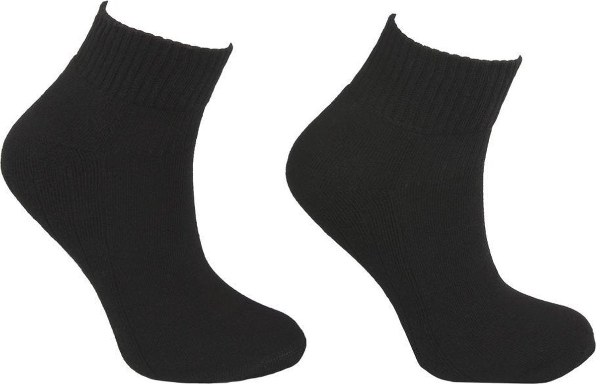 6-Pack Quarter Katoenen Sneakersokken Shorty Unisex - Zwart - Maat 46-50